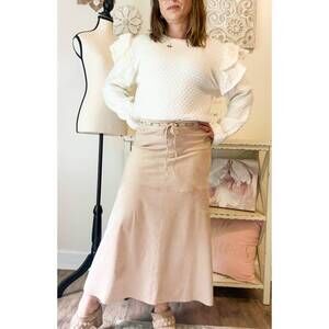 NEW MUSTARD SEED faux suede flare skirt in tan
